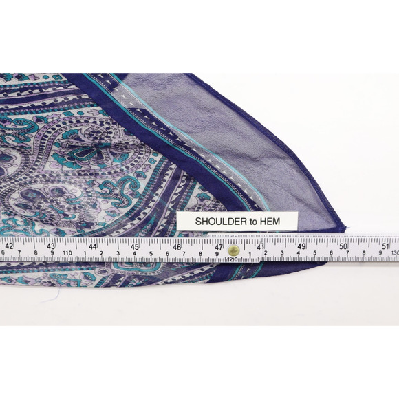 Nicole Miller Women's Sz 14 Silk Blue Handkerchief Dress Asymmetric Midi Fairy - Picture 5 of 10